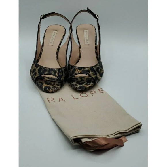 Pura Lopez Leopard Print Kitten Heel Sandals Size 37 EUR ( 7 US)  NWOB - Picture 3 of 11